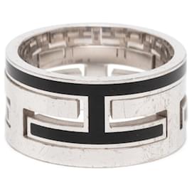 Hermès Move Ash Ring Silver Black Black Silvery