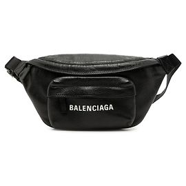 Balenciaga EVERYDAY Logo Body Bag in Black Leather Black