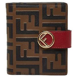Portafoglio Bifold Fendi Zucca Marrone Rosso