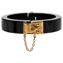 Louis Vuitton LockMe Bangle Bracelet Black Golden