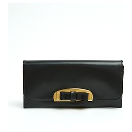 Prada Black Leather Knot Wallet Clutch in box Black