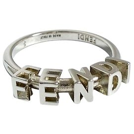Fendi Men's Logo Band Ring Silvery