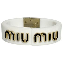 Miu Miu Women's Plexiglas Bangle Bracelet White
