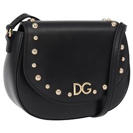 Dolce & Gabbana DOLCE&GABBANA Borsa a Spalla Pelle Oro Nero Auth ka1627V Nero D'oro