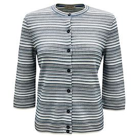 Suéter de punto Bottega Veneta blanco / azul / negro Multicolor