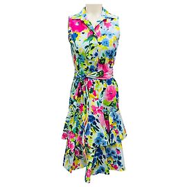 Autre Marque Robe sans manches en coton floral Naxa multicolore bleu clair de Sara Roka Multicolore