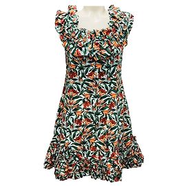 Autre Marque Abito Mini Ruffle Giardino Monarca Blu Multi di Agua Bendita Multicolore