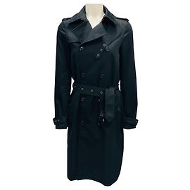 Saint Laurent Black Classic Trench Coat with Belt Black