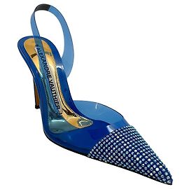 Alexandre Vauthier Cobalt Blue PVC Raquel Slingback Pumps with Crystal Embellishments Blue