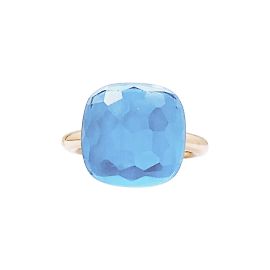 Anello Pomellato, "Nudo Maxi", due ori e topazio blu. Altro
