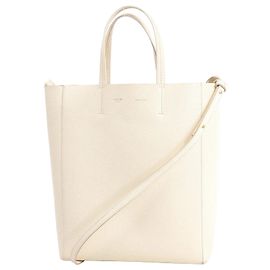 Céline Sac à main Celine Vertical Cabas Phantom en cuir blanc, petit modèle, 2 en 1. Beige