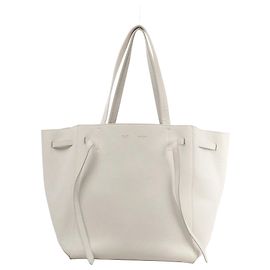 Céline Celine Cabas Phantom Small Leather Shoulder Bag in White Beige