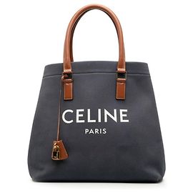 Céline Celine Horizontal Cabas Tote Bag Brown Navy blue