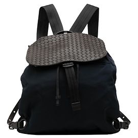 Bottega Veneta Intrecciato Backpack Brown Navy blue