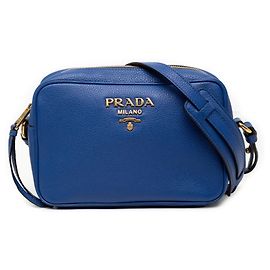 Bolsa de Câmera Prada Vitello Phoenix Azul Dourado