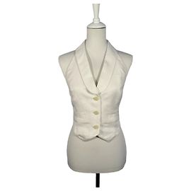 J.Crew Gilet sem mangas em mistura de linho e cupro branco Branco