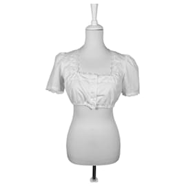 Autre Marque Camicetta corta bianca con scollo quadrato Bianco