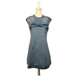Rochas Ärmelloses Denim-Kleid Blau