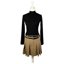 Mango Vestido de malha preto e saia cáqui Preto Caqui