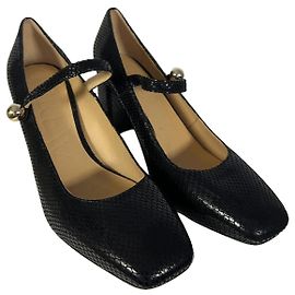 J.Crew Black reptile effect pumps Black
