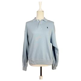 Polo Ralph Lauren Hellblaues Langarm-Polo-Sweatshirt Blau