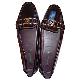 Louis Vuitton Leather Flats Dark Red Dark red