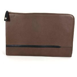 Bulgari Pochette en cuir en forme de L Bvlgari Marron Noir