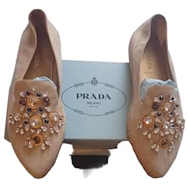 Prada Sapatilhas de Camurça e Couro Bege Bege