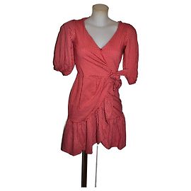 Mini vestido Guess branco e vermelho de algodão Branco Vermelho