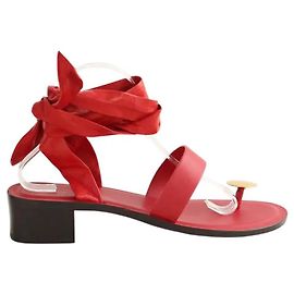 The Row Red Leather Sandals Red