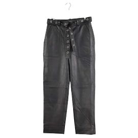 Claudie Pierlot Calças largas de couro preto Preto