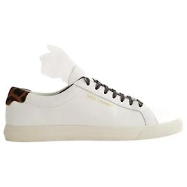 Saint Laurent Weiße Leder-Sneaker Weiß