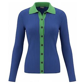 Akris Blau / Grüner gerippter Strickcardigan Blau