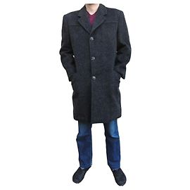 Autre Marque Grey Melange Wool Overcoat Men L Dark grey