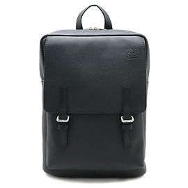 Loewe Anagram Militär-Rucksack aus schwarzem Leder Schwarz