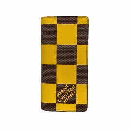 Cartera Larga Brazza NM Damier Pop de Louis Vuitton Castaño Amarillo