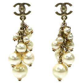 Pendientes de Stud Coco Mark de Chanel Dorado Blanco roto