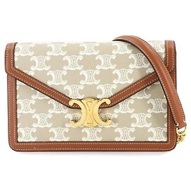 Céline Celine Triomphe Chain Wallet Brown Beige