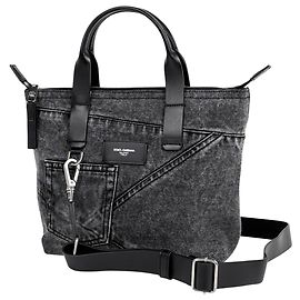 Bolso de compras de denim patchwork Dolce & Gabbana Negro