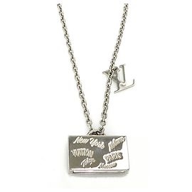 Louis Vuitton Silver Locket Necklace Silvery