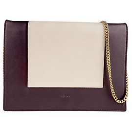 Céline Bolsa de ombro em couro bordeaux e cinza Celine Cinza Bordeaux