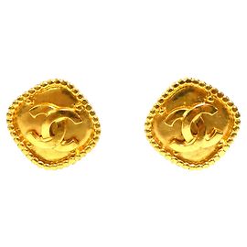 Boucles d'oreilles clips en métal doré Chanel Coco Mark Doré