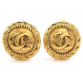 Boucles d'oreilles clips en métal doré Chanel Coco Mark Doré