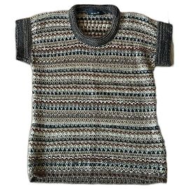 Pull Isabel Marant à Manches Courtes Motif Ethnique Marron Noir Beige Bordeaux