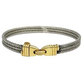 VINTAGE BRACELET FRED FORCE 10 CABLE 18 CM EN ACIER ET OR JAUNE 18K BANGLE STRAP Autre