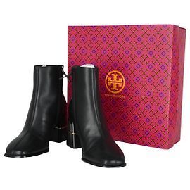 Tory Burch Black Double T Ankle Boots Black