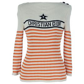 Suéter impreso a rayas multicolores Christian Dior Multicolor
