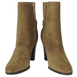 Bottines à talons hauts en daim camel Veronica Beard Jaune Camel