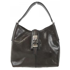 Autre Marque Bolsa de couro Hirofu Marrom
