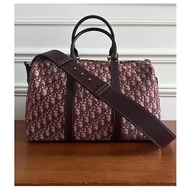 Dior Monogram Bowling Bag Beige Dark red